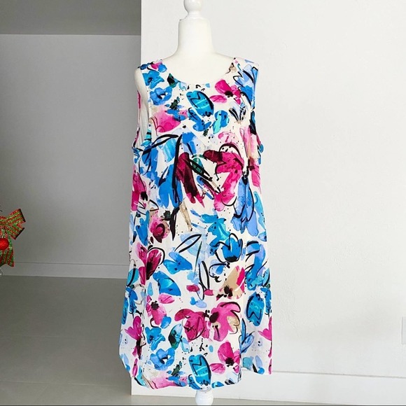 Nic+Zoe Vibrant Flora Sleeveless A-Line Dress - Picture 5 of 9